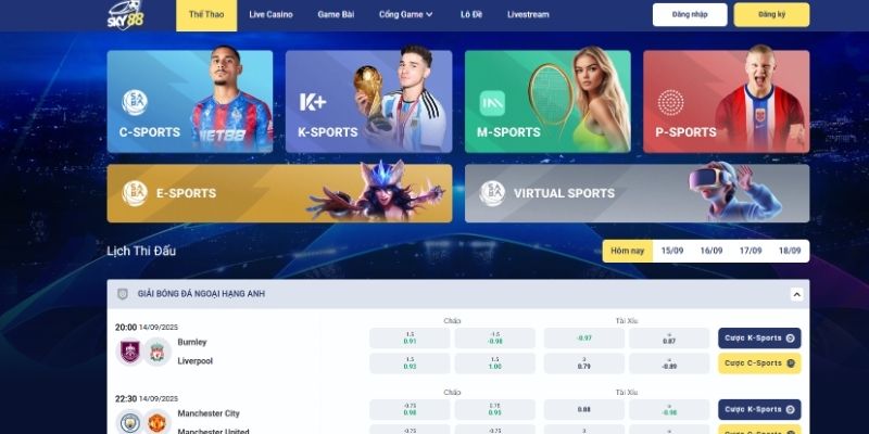 Cá cược thể thao với các bộ môn hấp dẫn tại SKY88